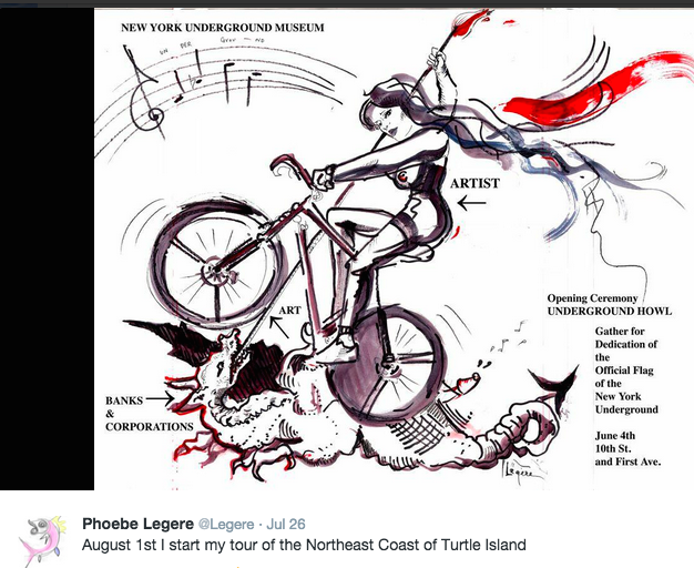 Self Portrait on BMX Bike, skewering Corporations and Banks with my Brush