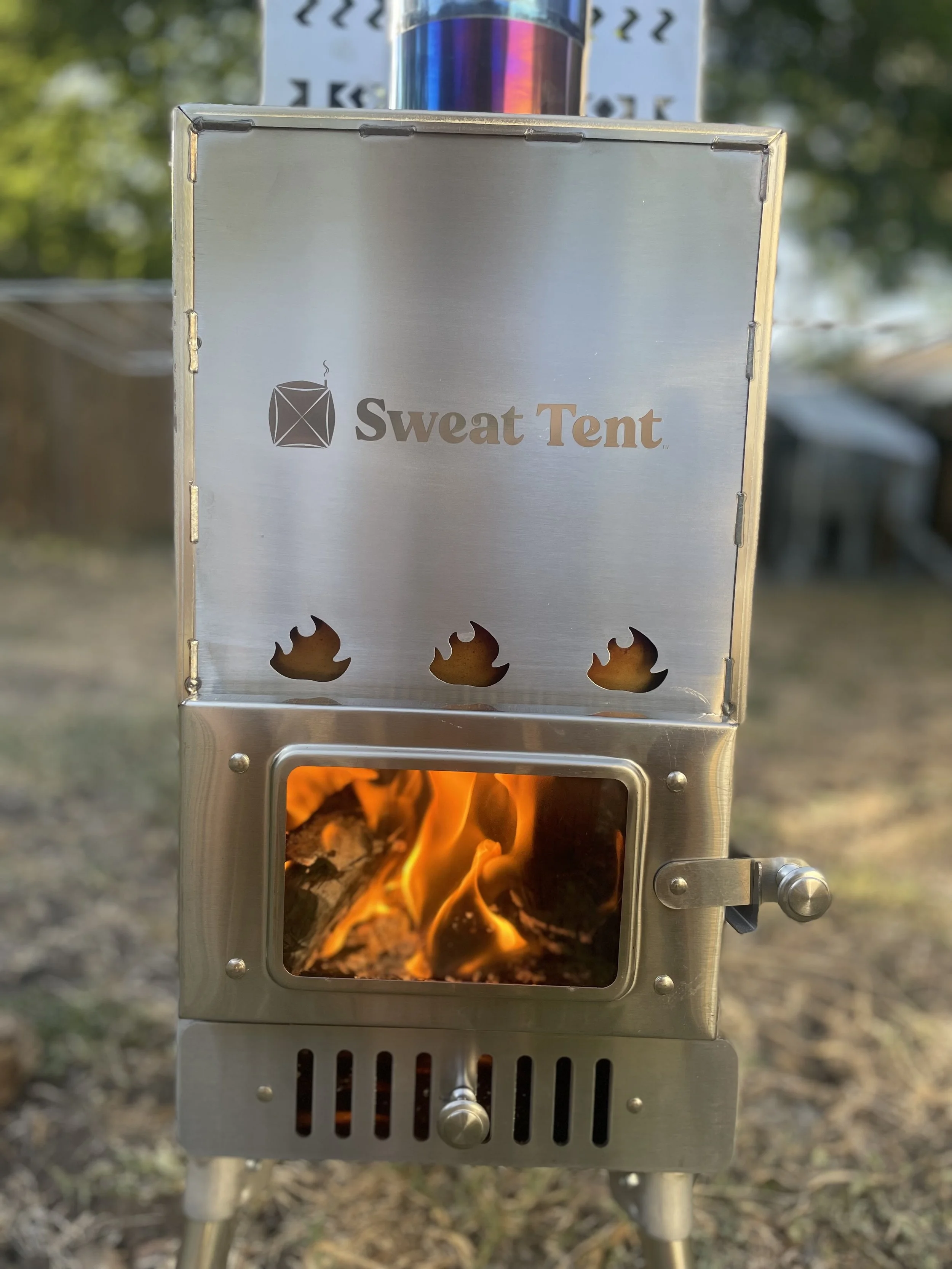 SweatTent Stainless Steel Sauna Stove with Fire Burning