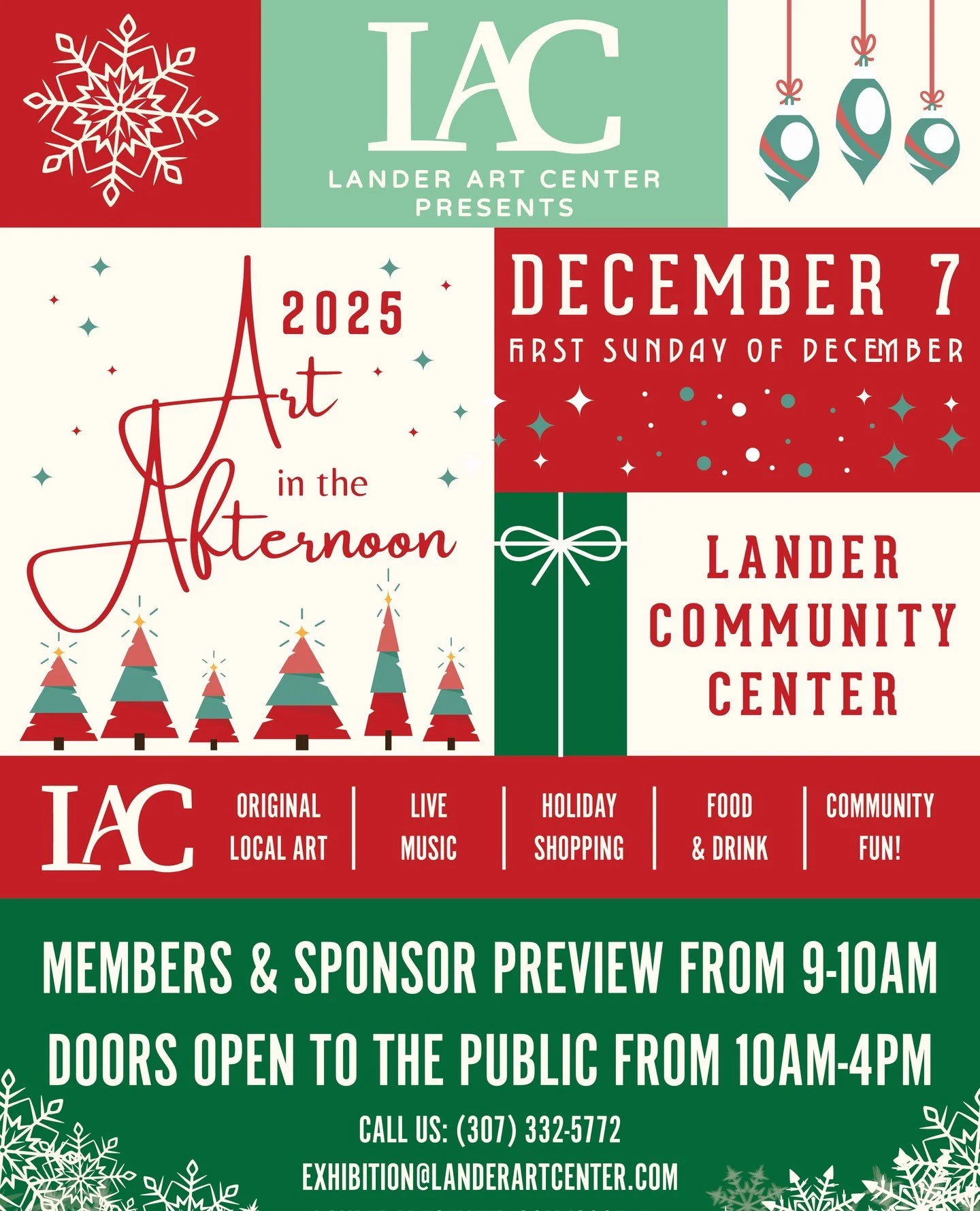 https://www.landerartcenter.com/2025aita⁠
⁠
Artists, this is your moment. Art in the Afternoon 2025 is coming on Sunday, December 7, and applications are now open.⁠
⁠
This is not just another market. It is the centerpiece of the season. The room fill