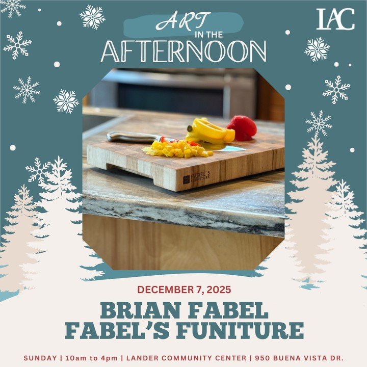 Welcome featured artist! ⁠
⁠
Art in the Afternoon ⁠
Sunday, December 7th 2025 ⁠
10am - 4pm ⁠
Free admission ⁠
⁠
More information at LanderArtCenter.com/2025AitA ⁠
⁠
&quot;Fabel's Furniture; crafting exquisite, handcrafted cutting boards and furniture