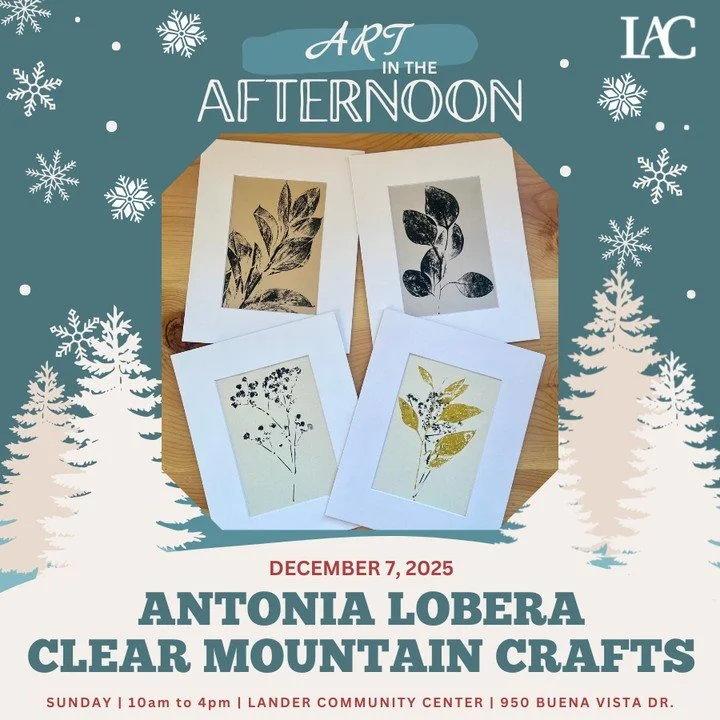 Welcome featured artist! ⁠
⁠
Art in the Afternoon ⁠
Sunday, December 7th 2025 ⁠
Free admission ⁠
⁠
More information at LanderArtCenter.com/2025AitA ⁠
⁠
&quot;Handmade metalwork, original botanical monoprints, botanical monoprint greeting cards. &quot