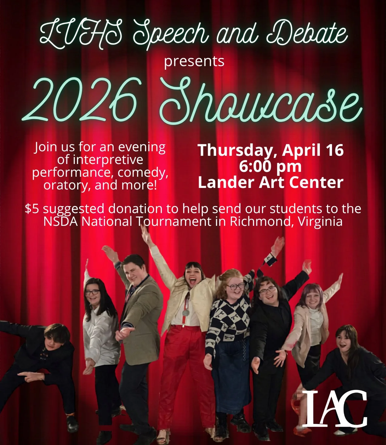 Come support our Lander Valley speech and debaters in their final performances as they close out the 2026 season and prepare to send 2 of their students off to nationals. This Thursday, 6:00 pm.