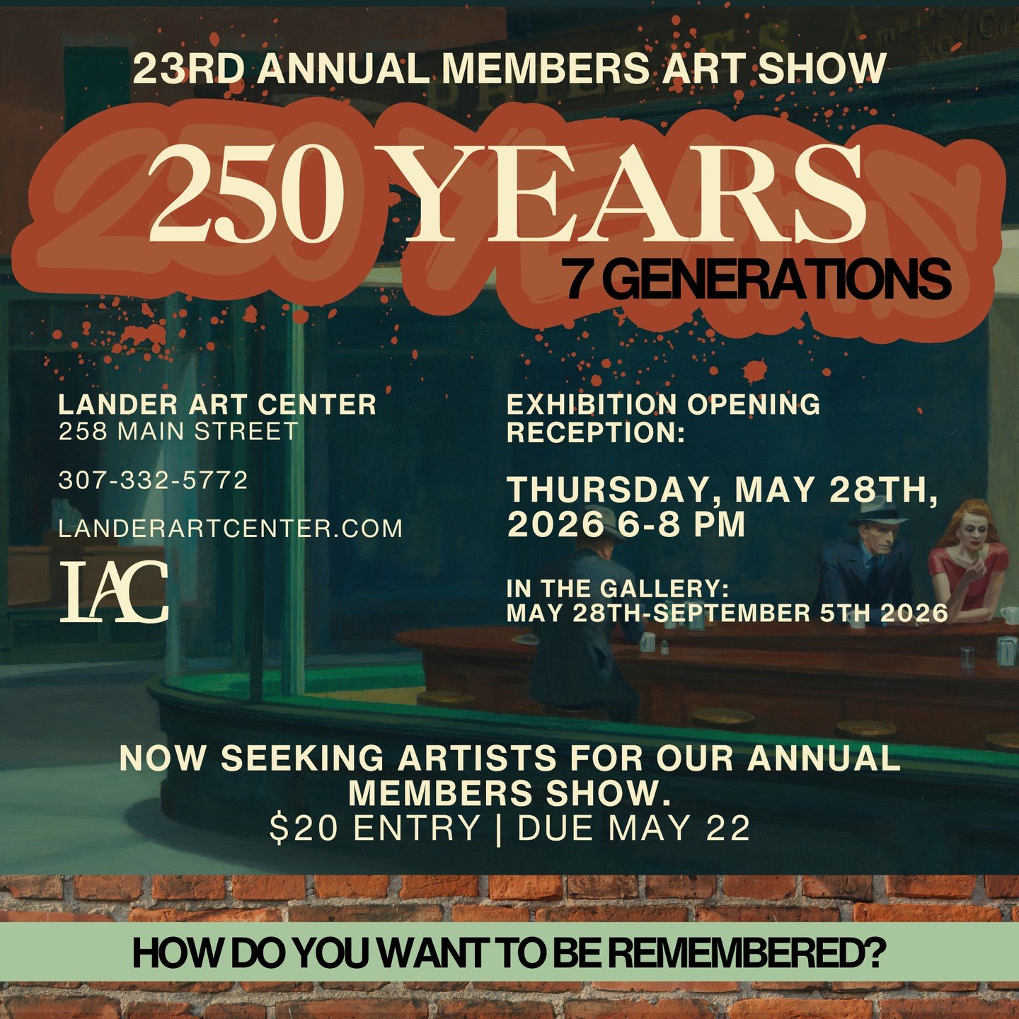 We are only 10 days out from our submission deadline for our 23rd annual Members Show. This show will run for 14 weeks, from Memorial Day to Labor Day. Stop in this week during our open hours (Tues.-Fri. 2-7, Sat. 10-4) to pick up an application or d
