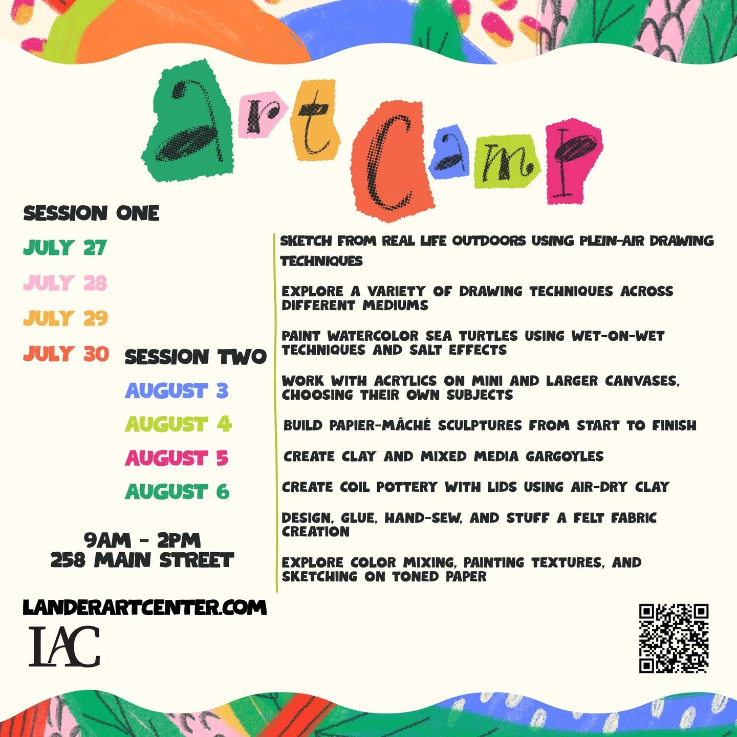 Its that time of year again, folks! Register for our 2026 Kids Art Camps before its too late, spots are filling up fast. More information on our website.