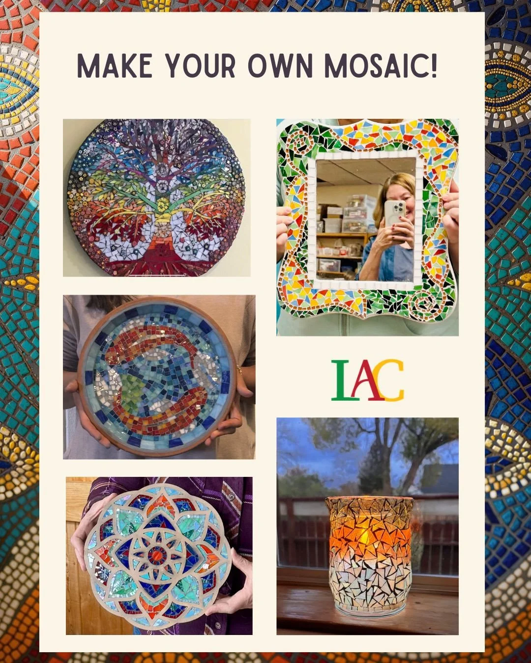 Wait too long to register for this exciting course? Well it is your lucky day! We still have limited availability for this mosaics class. August 1st through August 10th our experienced instructors, Traci Sessions and Cristen Coombs, will host a &ldqu
