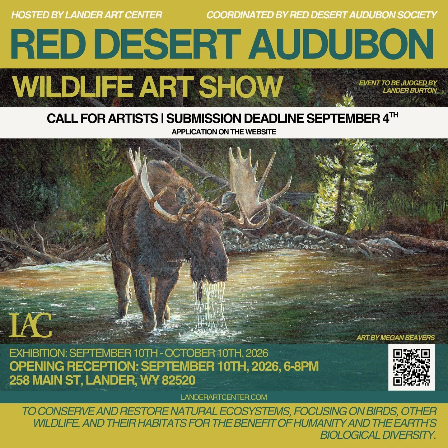 Folks, we have just a few weeks left before the deadline for this years Red Dessert Audubon Wildlife Art Show. If you haven't already stop in to see us during our open hours to fill out an application or find it on our website.