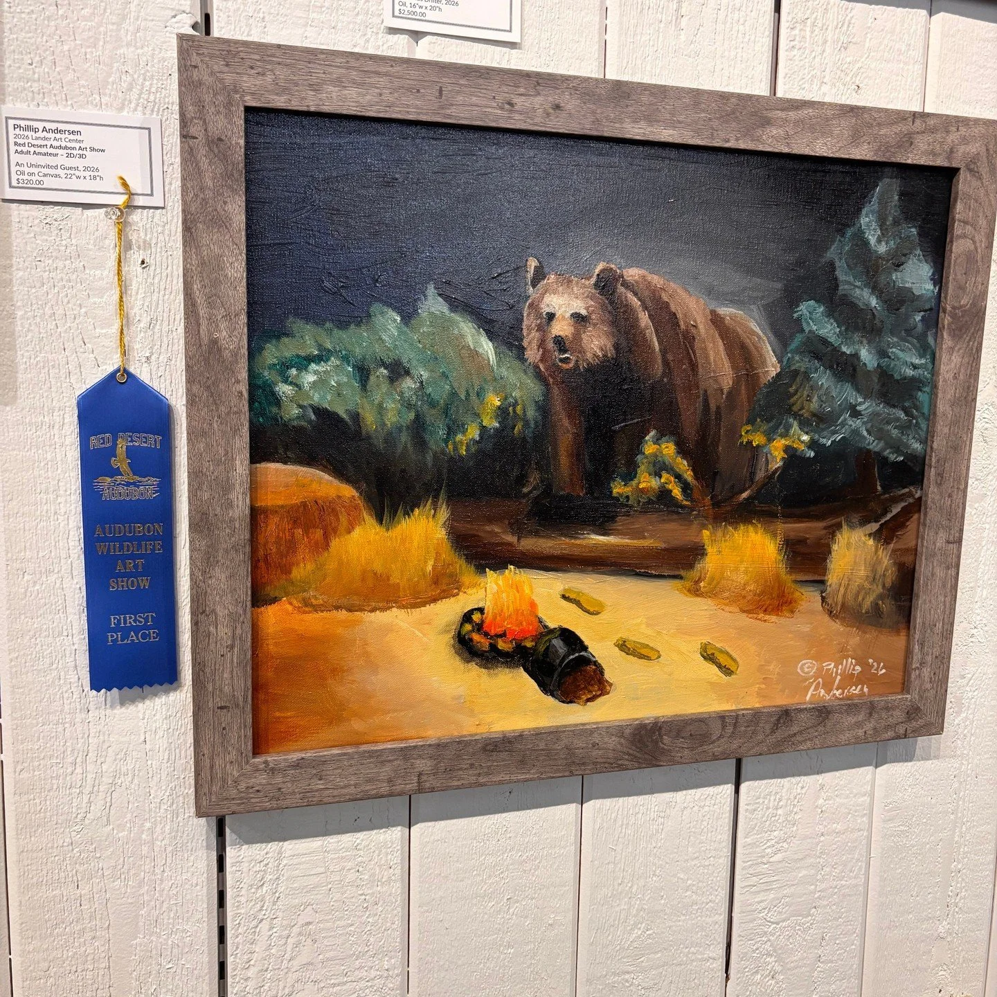 We are proud to present the Red Desert Audubon Wildlife Art Show winners of the Adult amateur 2D category! 
First prize: Phillip Andersen - An Uninvited Guest 
Second prize: Jessica Fowler - Here Come The Nighthawks
Third prize: Anna Kaufman - Bighor
