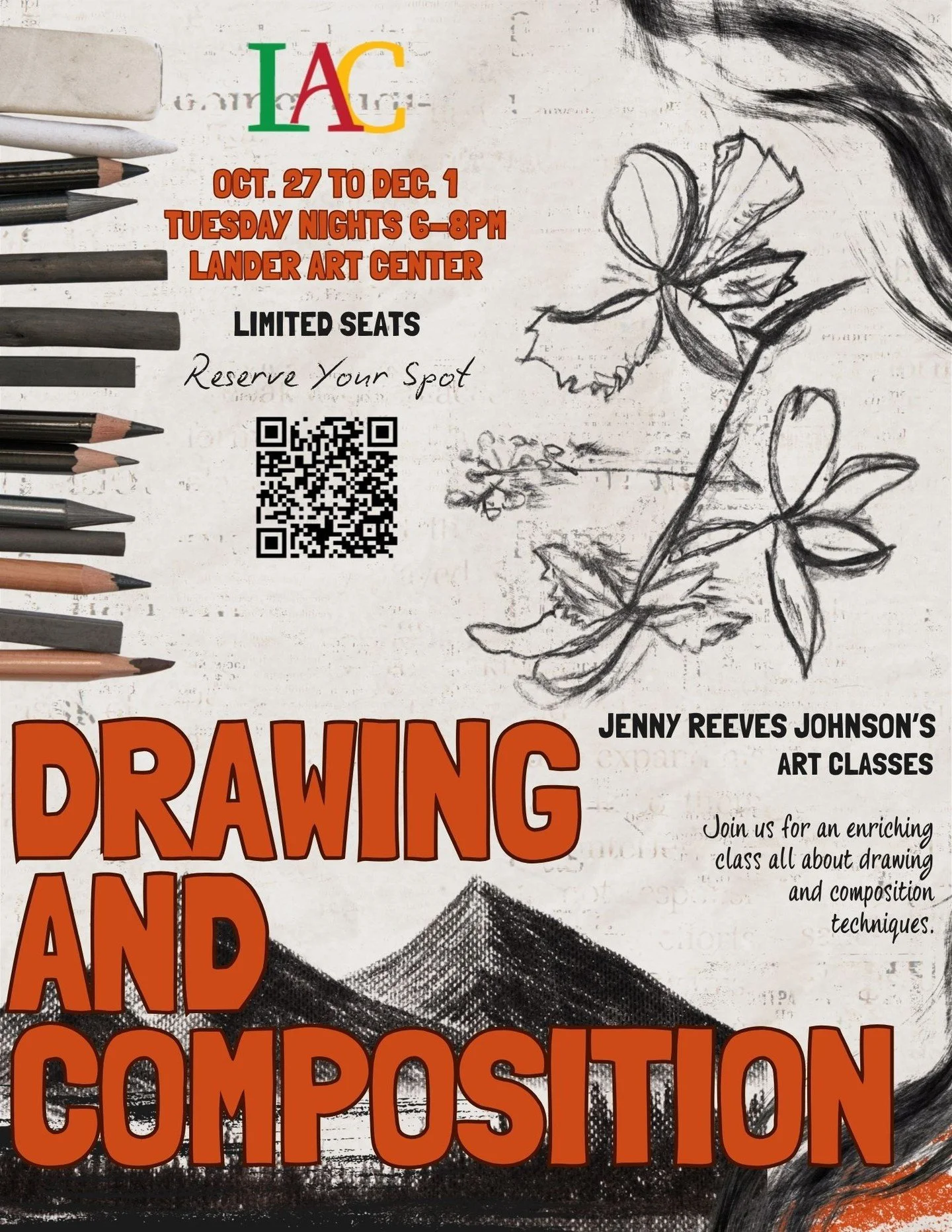 Super exciting news: Jenny Reeves Johnson's drawing and composition class begins on Tuesday! ⁠
⁠
If you procrastinated on signing up, don't worry, there is still time and there are stills some spots left. If you have any questions or need help signin