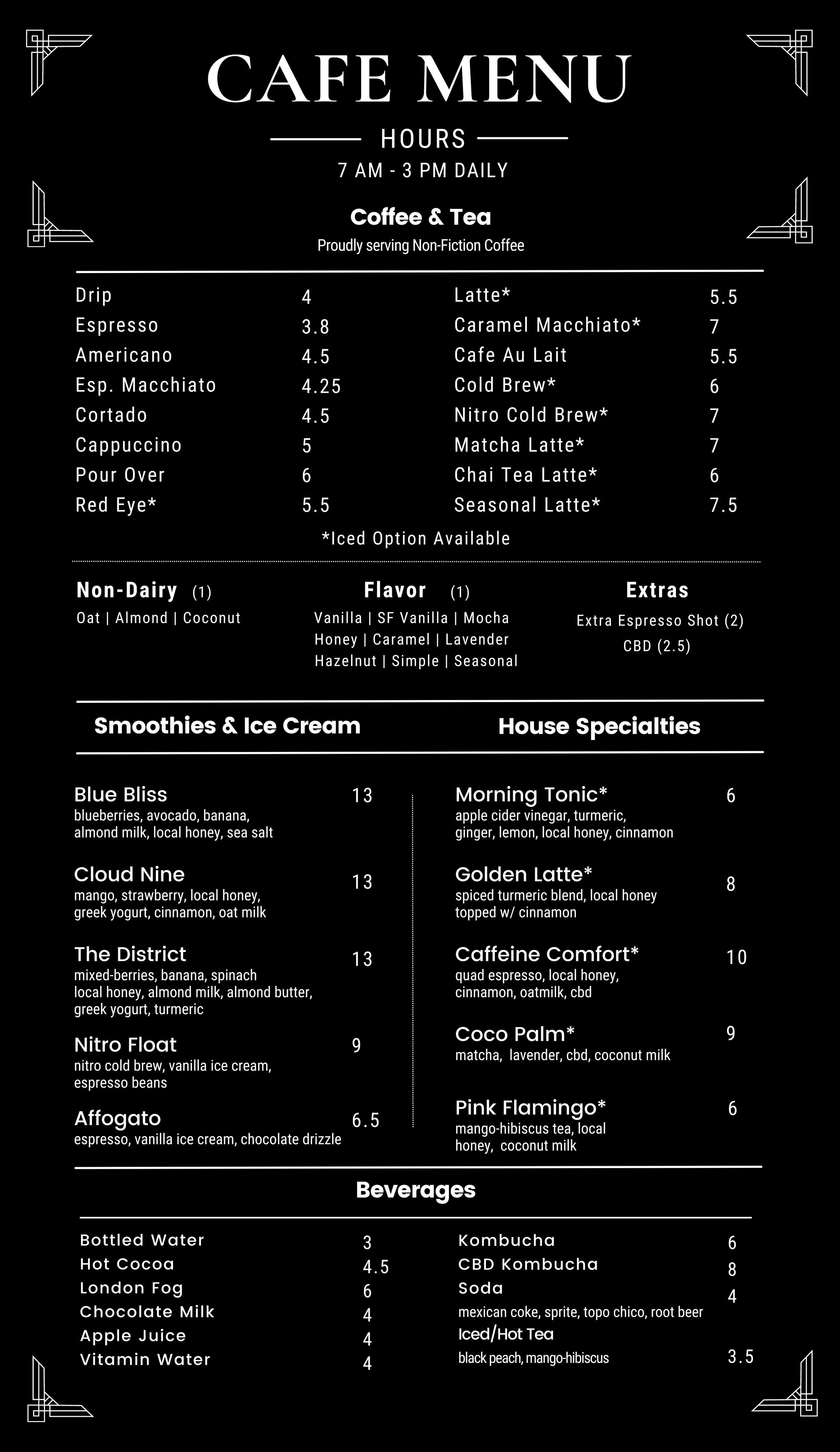 Delicious Café Menu Coffee, Pastries, and More — Stock & Brew Cafe