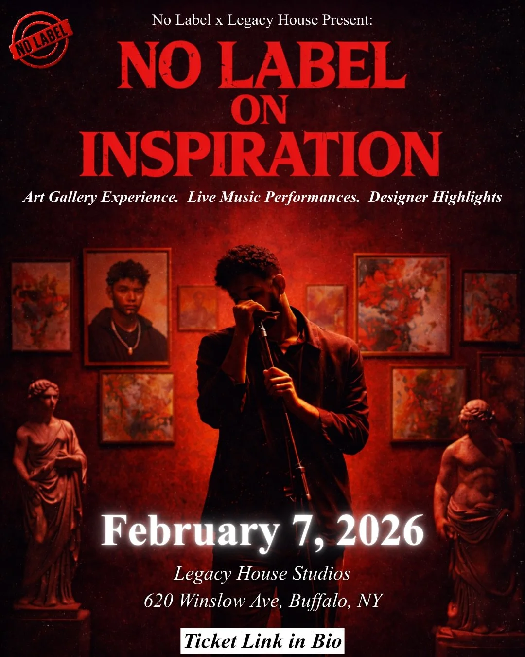 Tickets Are Officially Live! Limited Quantity!

NO LABEL on INSPIRATION is a live, performance centered showcase bringing together music, design, and visual art.  Curated to give creatives space, visibility, and inspiration without limits.

🎟️ Ticke