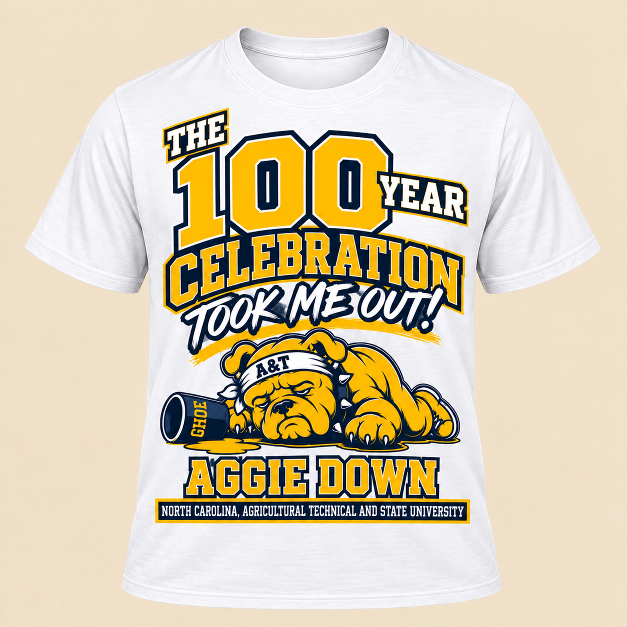 Aggie down T Shirt White.png