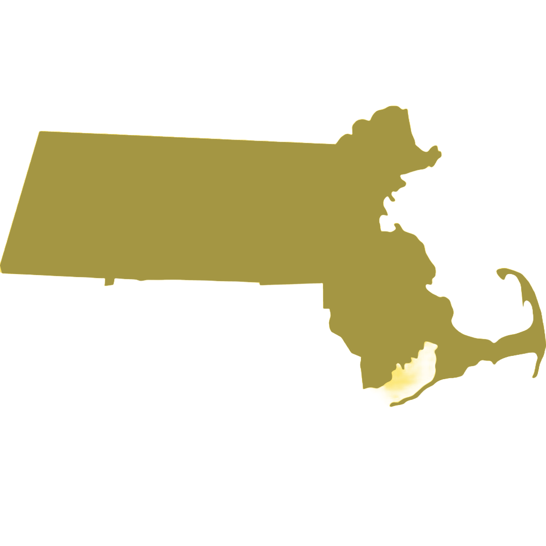 Map of Massachusetts in gold color.