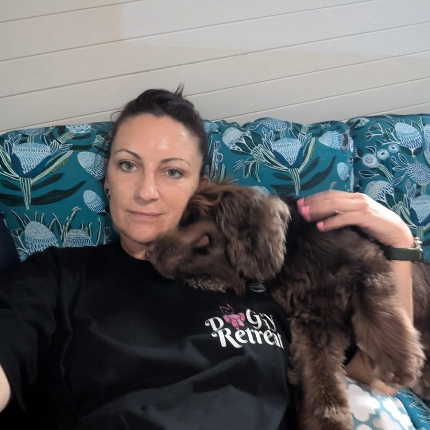 Posie is enjoying her little doggy holiday with us. She's already absolutely knackered and super snuggly.