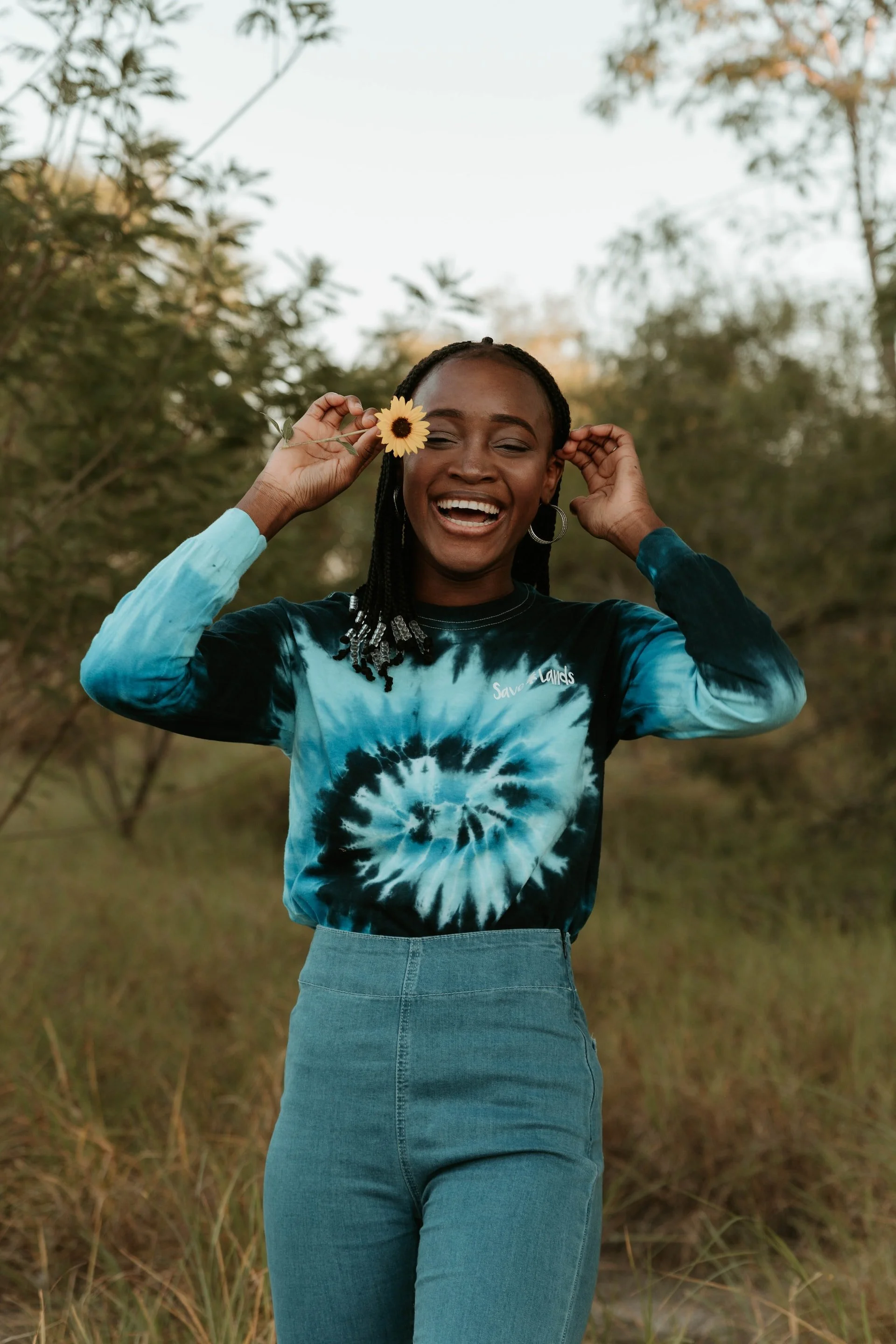 Woman who is happy and brave
