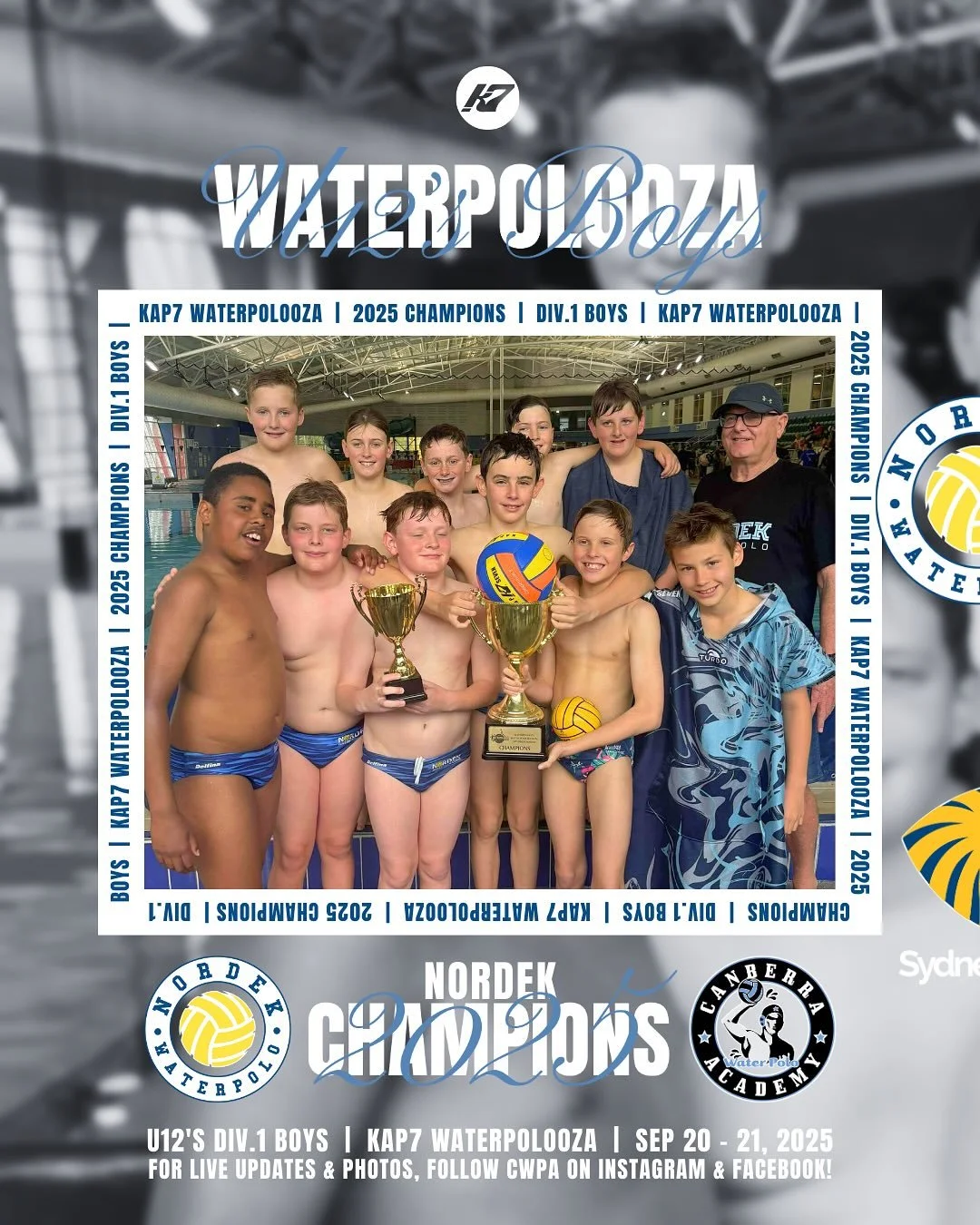 KAP7 WATERPOLOOZA 2025 🤽&zwj;♂️
Division 1 Boys Grand-Final 🏆

🥇 Nordek
🥈 Sydney Uni
🏆 MVP &ndash; Felix Pejcinovic
 
#CWPA #kap7 #canberracup #cbrcup25 #waterpolo #waterpolooza