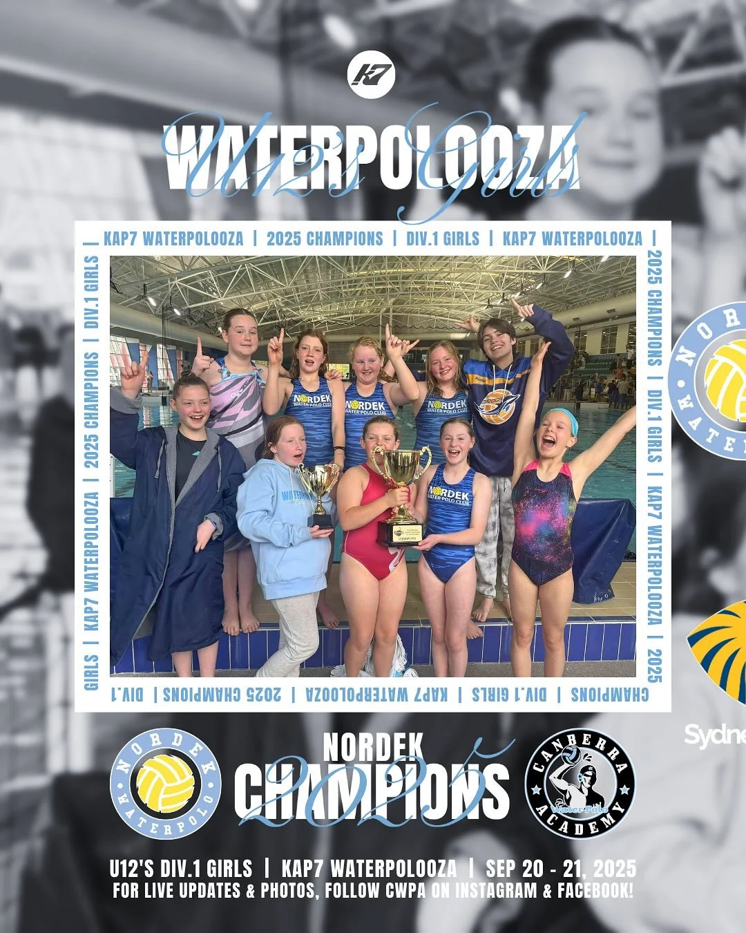 KAP7 WATERPOLOOZA 2025 🤽🏼&zwj;♀️
Division 1 Girls Grand-Final 🏆

🥇 Nordek
🥈 Sydney Uni
🏆 MVP &ndash; Eve Hogan
 
#CWPA #kap7 #canberracup #cbrcup25 #waterpolo #waterpolooza