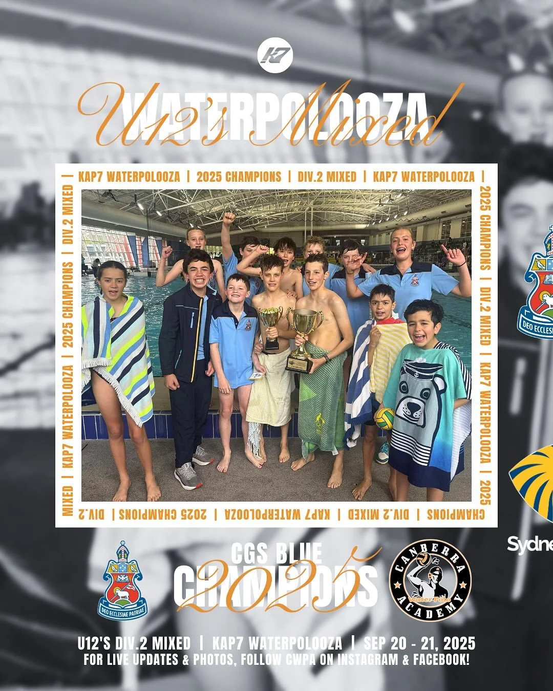 KAP7 WATERPOLOOZA 2025 🤽&zwj;♂️🤽&zwj;♀️
Division 2 Mixed Grand-Final 🏆

🥇 CGS Blue
🥈 Sydney Uni
🏆 MVP &ndash; Jim Gaffey
 
#CWPA #kap7 #canberracup #cbrcup25 #waterpolo #waterpolooza