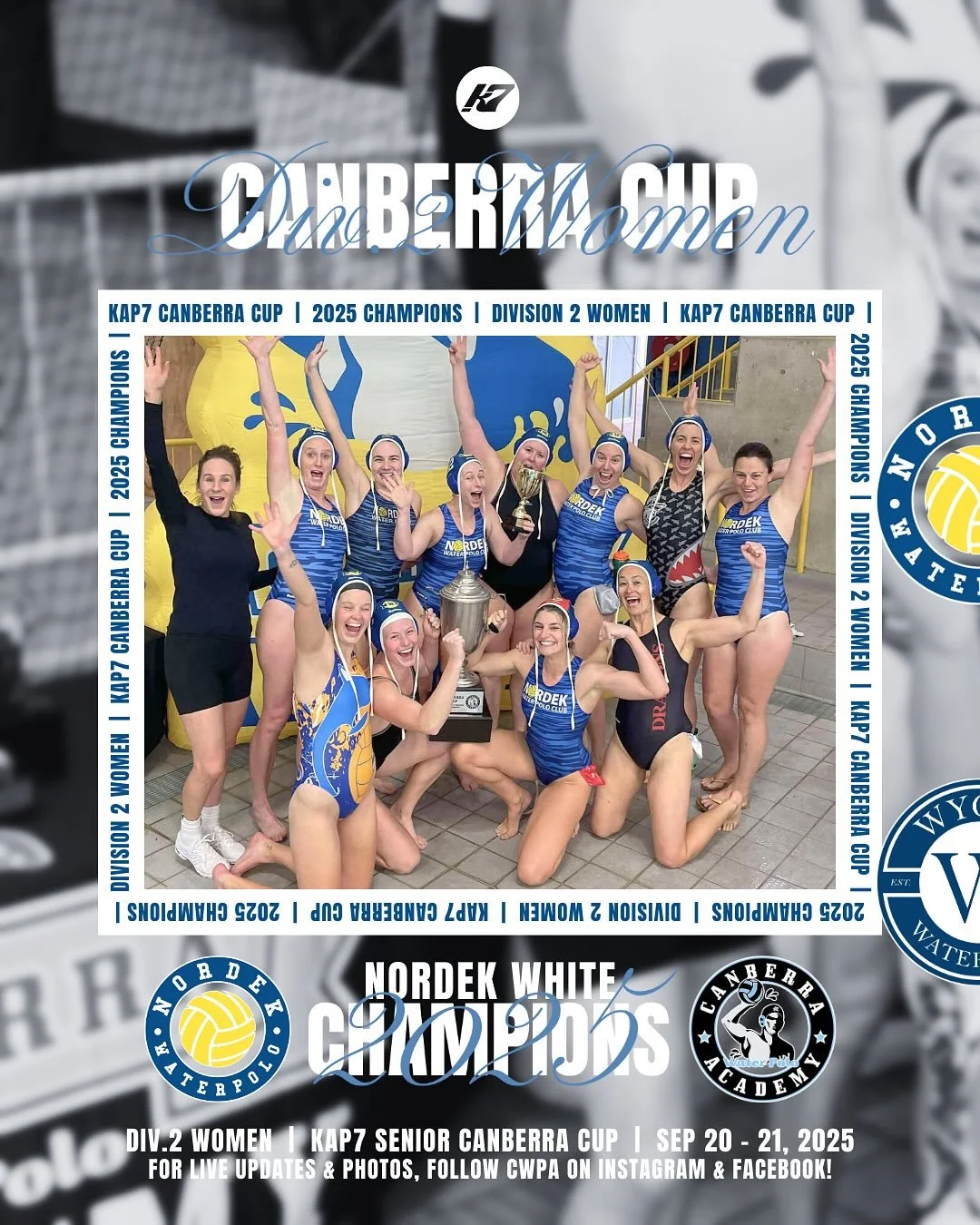 KAP7 SNR CBR CUP 2025 🤽🏼&zwj;♀️
Division 2 Women Grand-Final 🏆

🥇 Nordek White
🥈 Wyong Rats
🏆 MVP &ndash; Tiana Sinclair
 
#CWPA #kap7 #canberracup #cbrcup25 #waterpolo