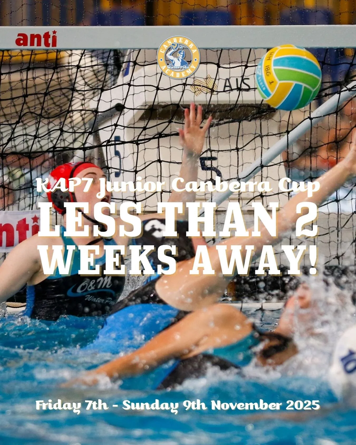 KAP7 JNR CBR CUP 🏆
Less Than 2 Weeks To Go! 🚨
The countdown is officially on! The 2025 @kap7aus Junior Canberra Cup kicks off Friday 7th – Sunday 9th November, right here in Canberra! 💥🤽‍♀️🤽‍♂️
Team divisions and groups are now f
