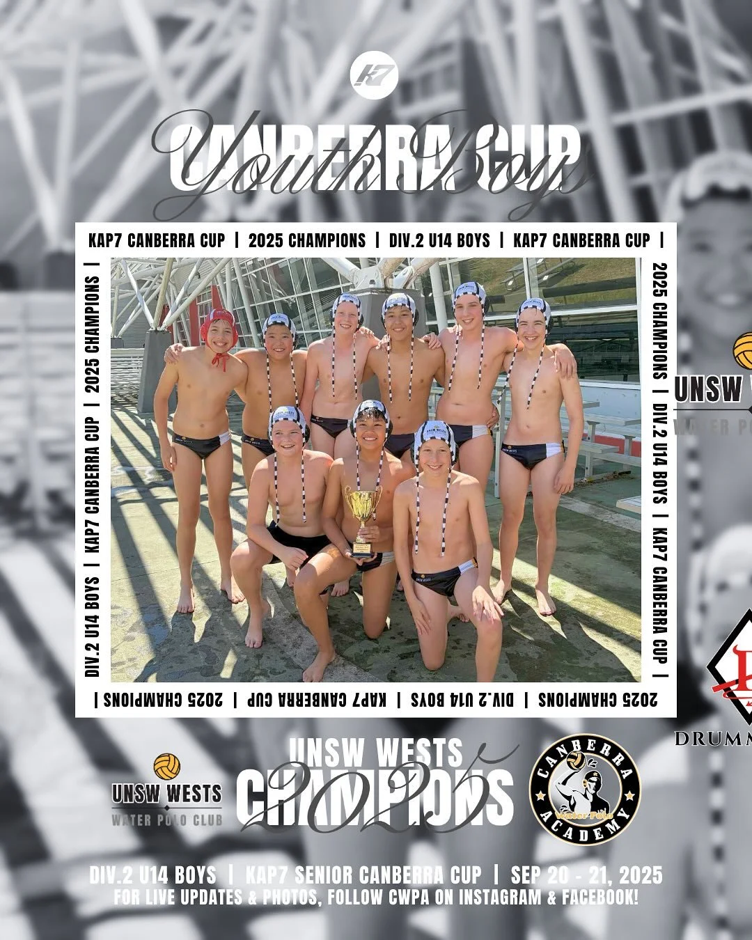 KAP7 JNR CBR CUP 2025 🤽🏼&zwj;♂️
Div.2 Youth U14 Boys Grand-Final 🏆

🥇 UNSW Wests
🥈 Drummoyne
🏆 MVP &ndash; Jesse McLaughlin
 
#CWPA #kap7 #canberracup #cbrcup25 #waterpolo 
@kap7aus