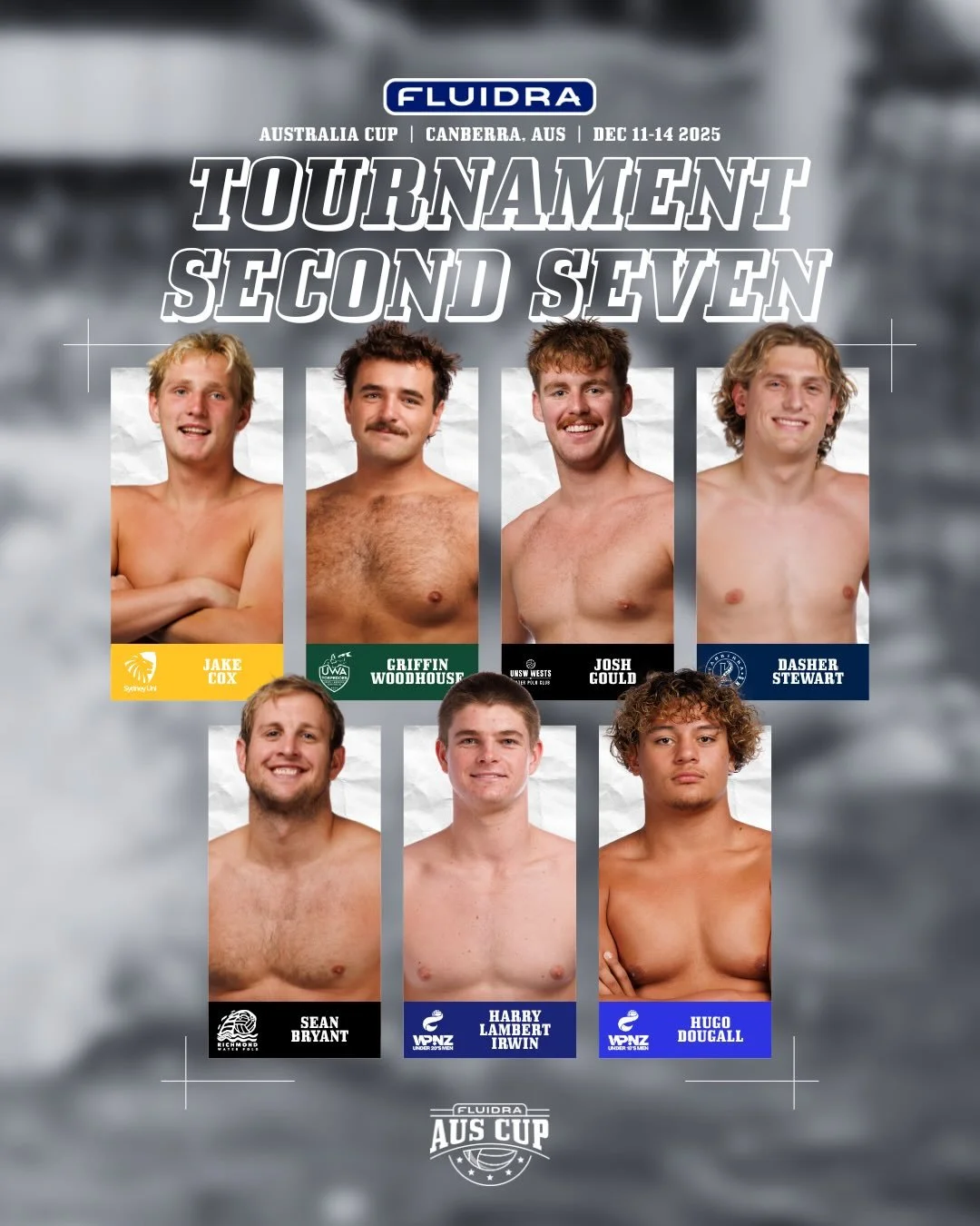 Introducing the Fluidra Australia Cup Men&rsquo;s Tournament Team &ndash; Second Seven 🏆

Recognising seven standout athletes whose performances across the week earned them selection in the Second Seven at the 2025 Fluidra Australia Cup 🤽&zwj;♂️

S