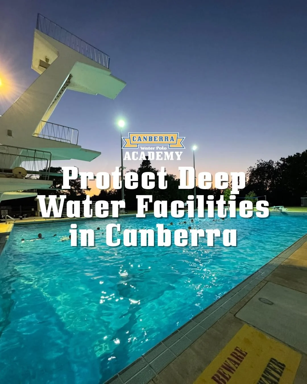 Protect Deep Water Facilities in Canberra 🚨💧

Deep water access is critical for the development of our athletes at Canberra Water Polo Academy. For many years, our Talent Development Squad (TDS) proudly trained out of Canberra Olympic Pool - and wi