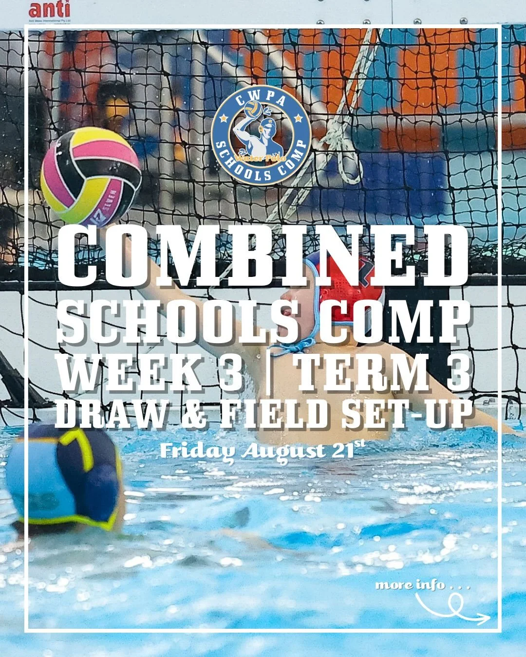 WEEK 3️⃣ | CANBERRA SCHOOLS COMP 🤽&zwj;♂️🏫

We&rsquo;re back at CISAC tonight for Week 3 of the Term 3 Canberra Schools Competition! 💪

Swipe through to check out this week&rsquo;s draw ➡️

Another big night of school water polo is ahead, with our