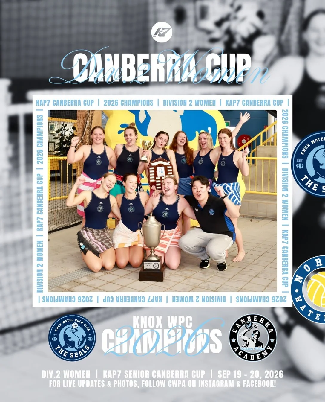 KAP7 SNR CBR CUP 2026 🤽🏼&zwj;♀️
Division 2 Women Grand-Final 🏆

🥇 Knox WPC
🥈 Nordek
🏆 MVP &ndash; Sienna Christianson

#CWPA #kap7 #canberracup #cbrcup26 #waterpolo
📸 @prosport.photos
