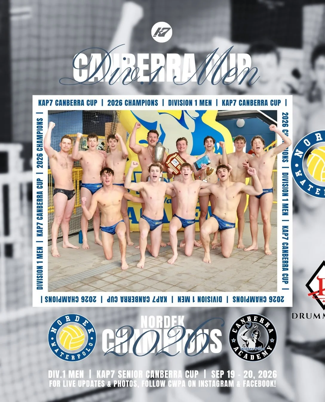 KAP7 SNR CBR CUP 2026 🤽🏼&zwj;♂️
Division 1 Men Grand-Final 🏆

🥇 Nordek 
🥈 Drummoyne Black
🏆 MVP &ndash; Declan McJilton

#CWPA #kap7 #canberracup #cbrcup26 #waterpolo
📸 @prosport.photos