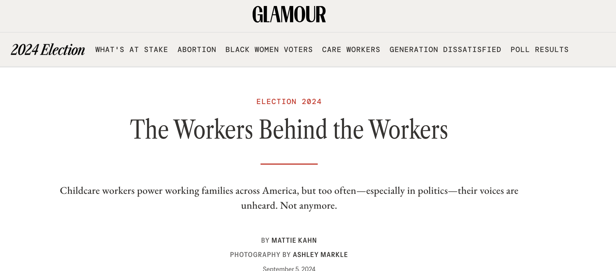 Glamour: "The Workers Behind the Workers"