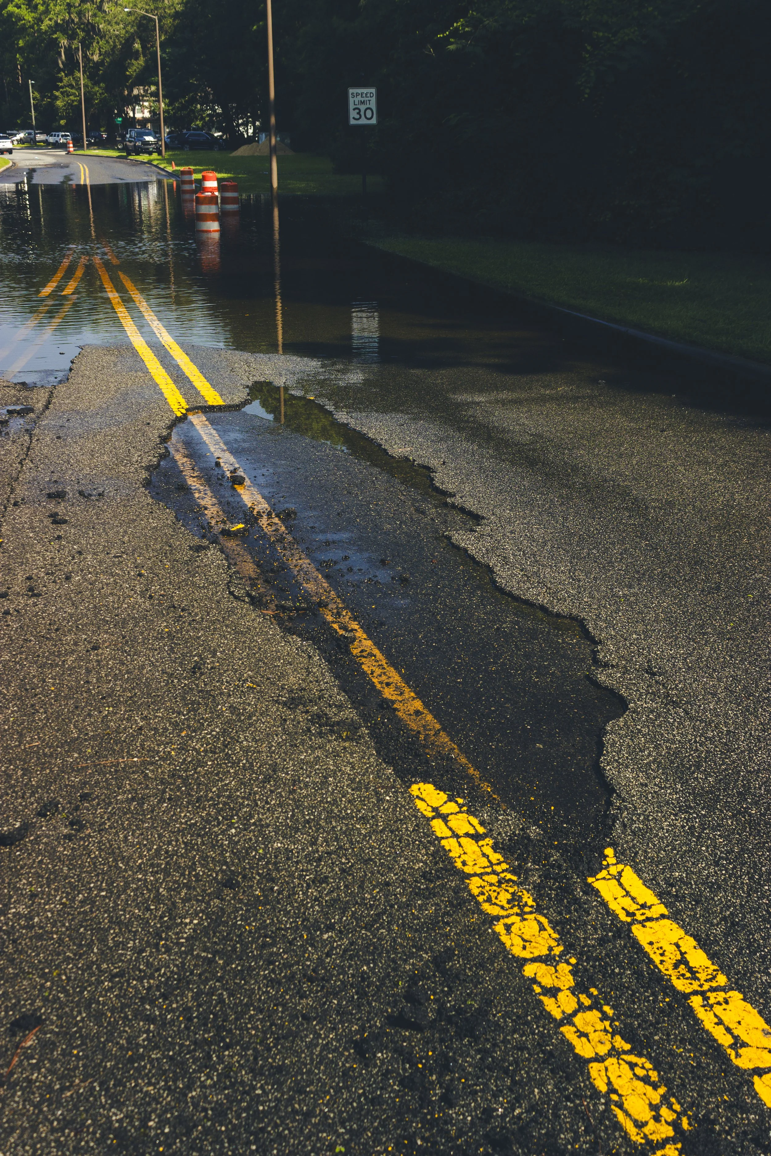 A pothole on Bradley Boulevard