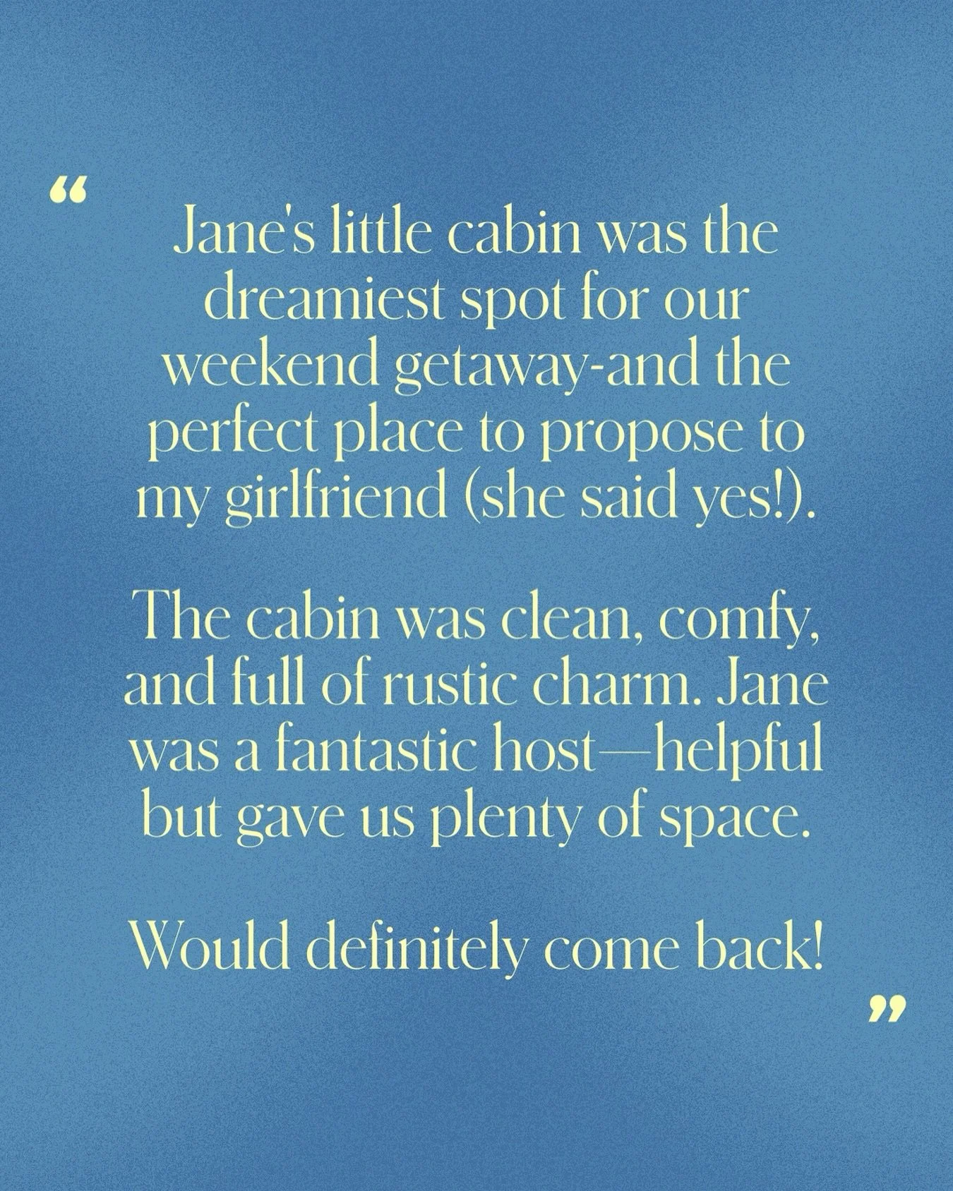We had a proposal at the cabin this week (the second that we know of) and it has us feeling all the feels ❤️💍🥂 Congratulations to our lovely guests!

Cosy cabin vibes for the win!
