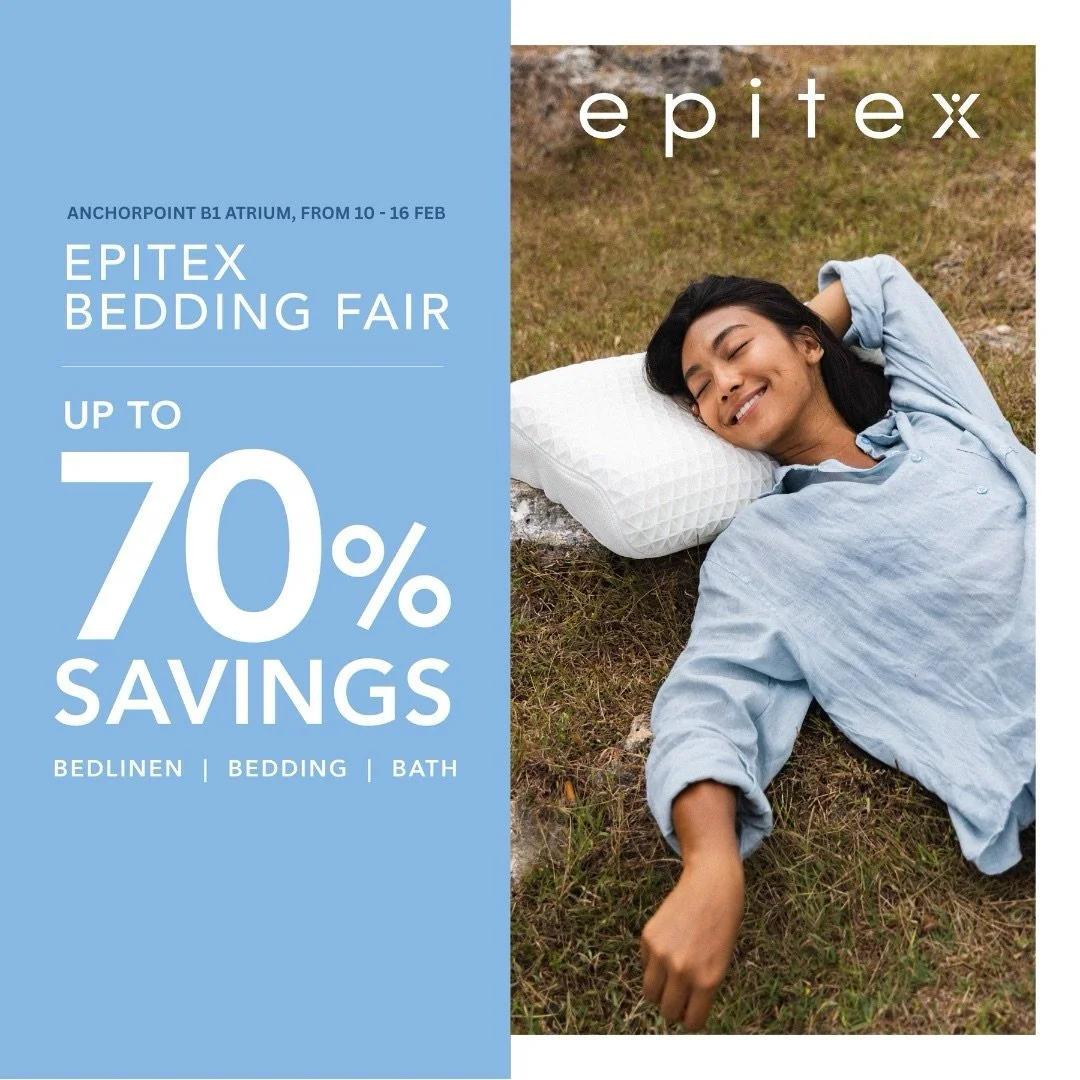 Sleep better. Start fresh.
Up to 70% off at the Epitex Bedding Fair &mdash; just in time for CNY 🧧

📍 B1 Atrium
🗓 10&ndash;16 Feb