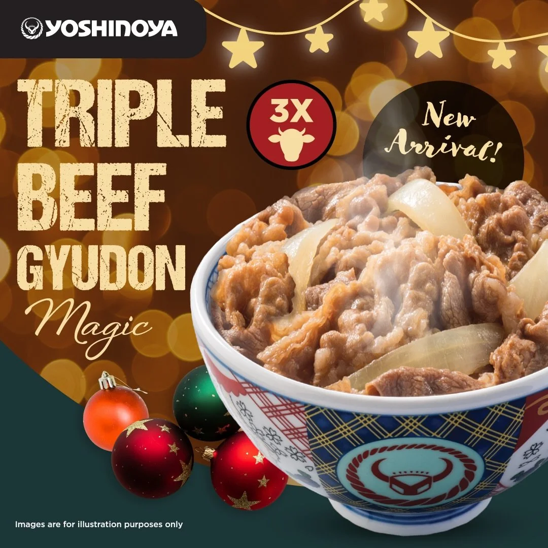 A little extra with your bowl 🍚
Order a Triple Beef, Double Beef, or Regular Beef Gyudon at Yoshinoya and enjoy a free drink on the side.

Available for a limited time from 18 December.

📍 Yoshinoya, #01-01
T&amp;Cs apply.
