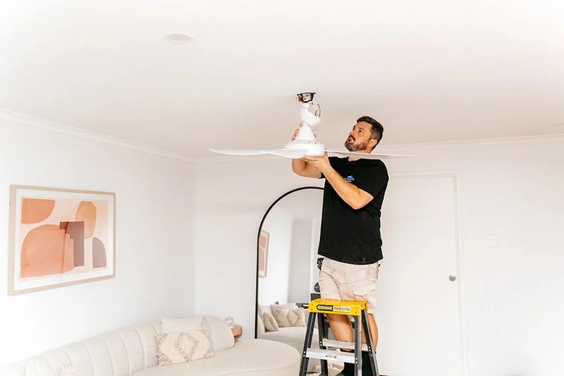 Summit electrician installing ceiling fan