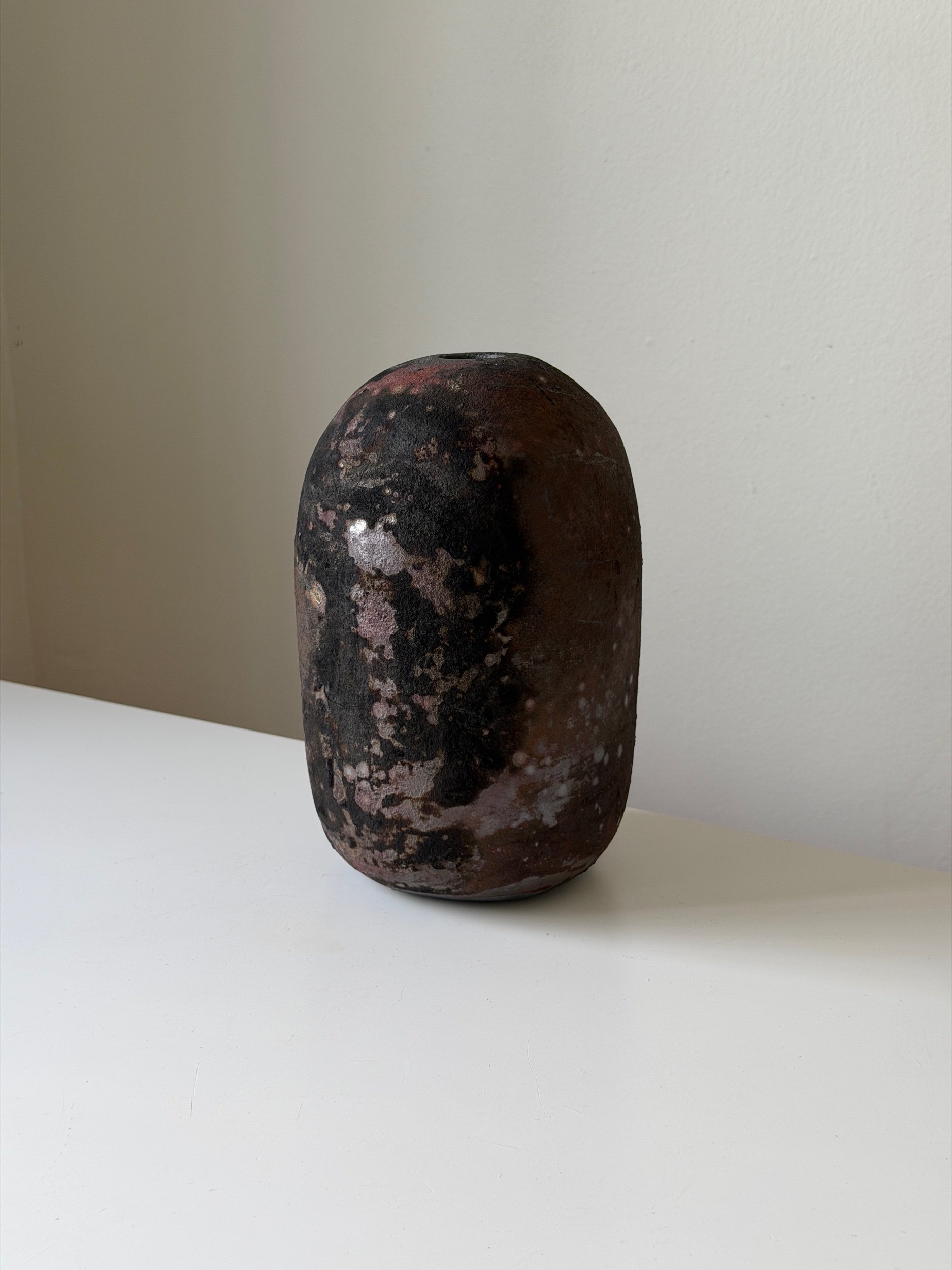 raku fired ceramic vase