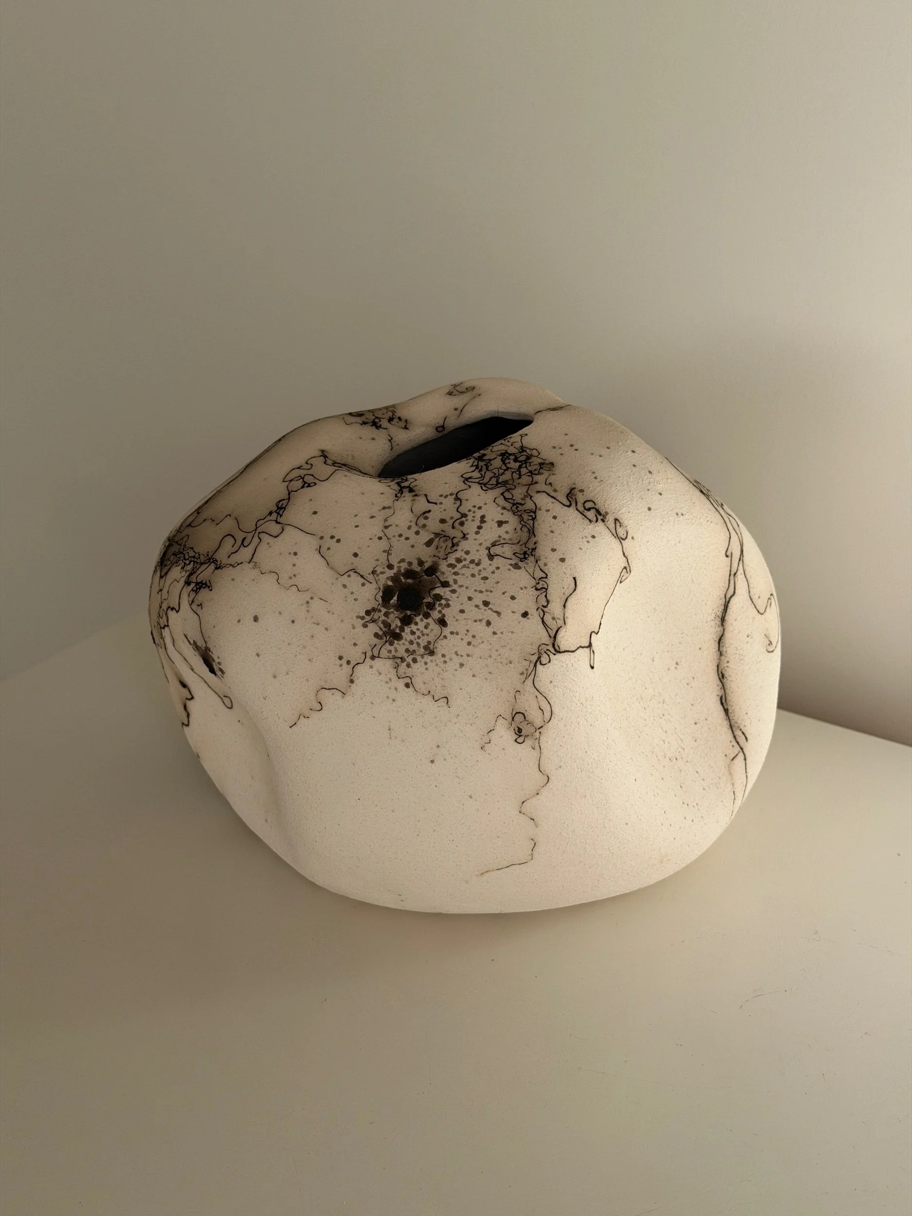 Horse Hair Raku Vase Large