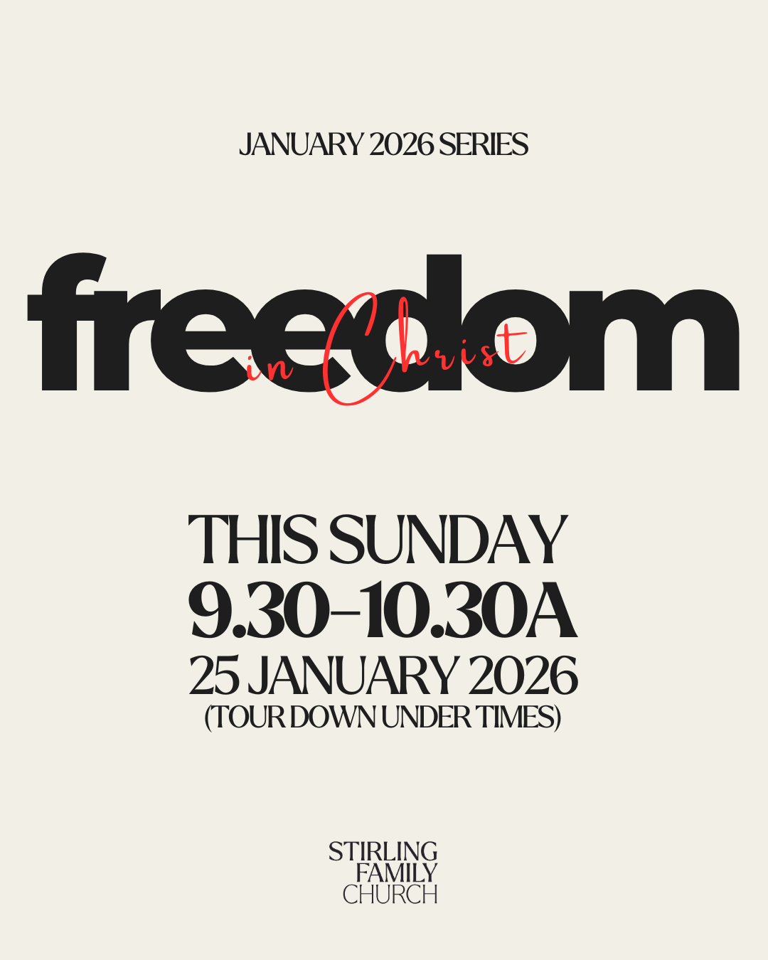 Church starts at 9.30a - 25 January 2026