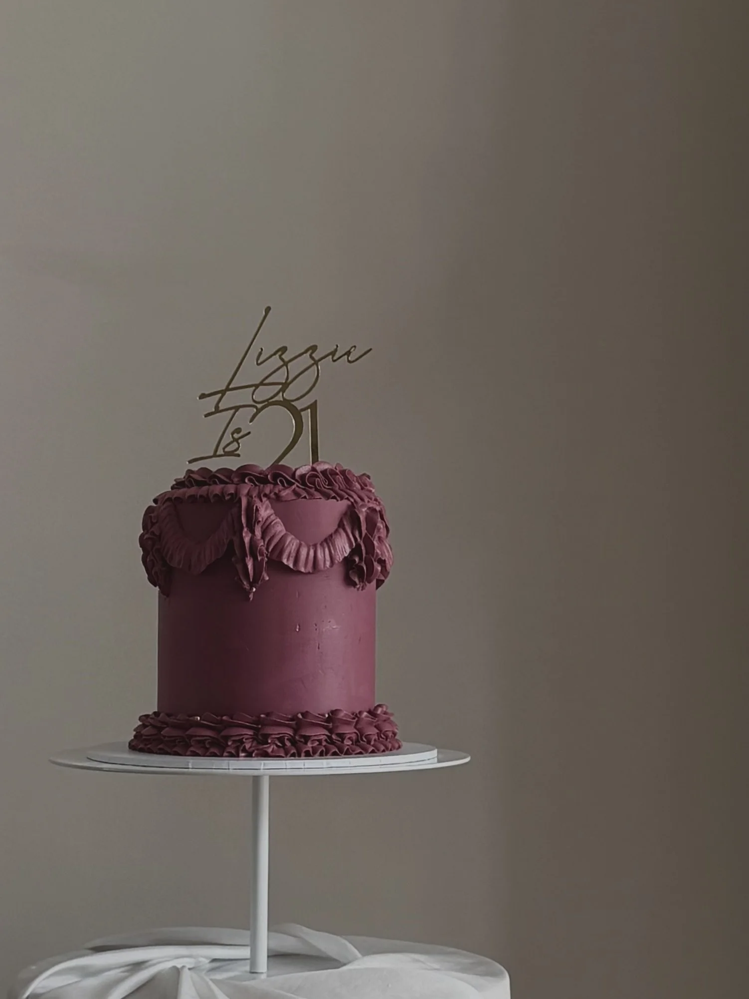 Burgundy birthday cake for special 21st birthday in altrincham