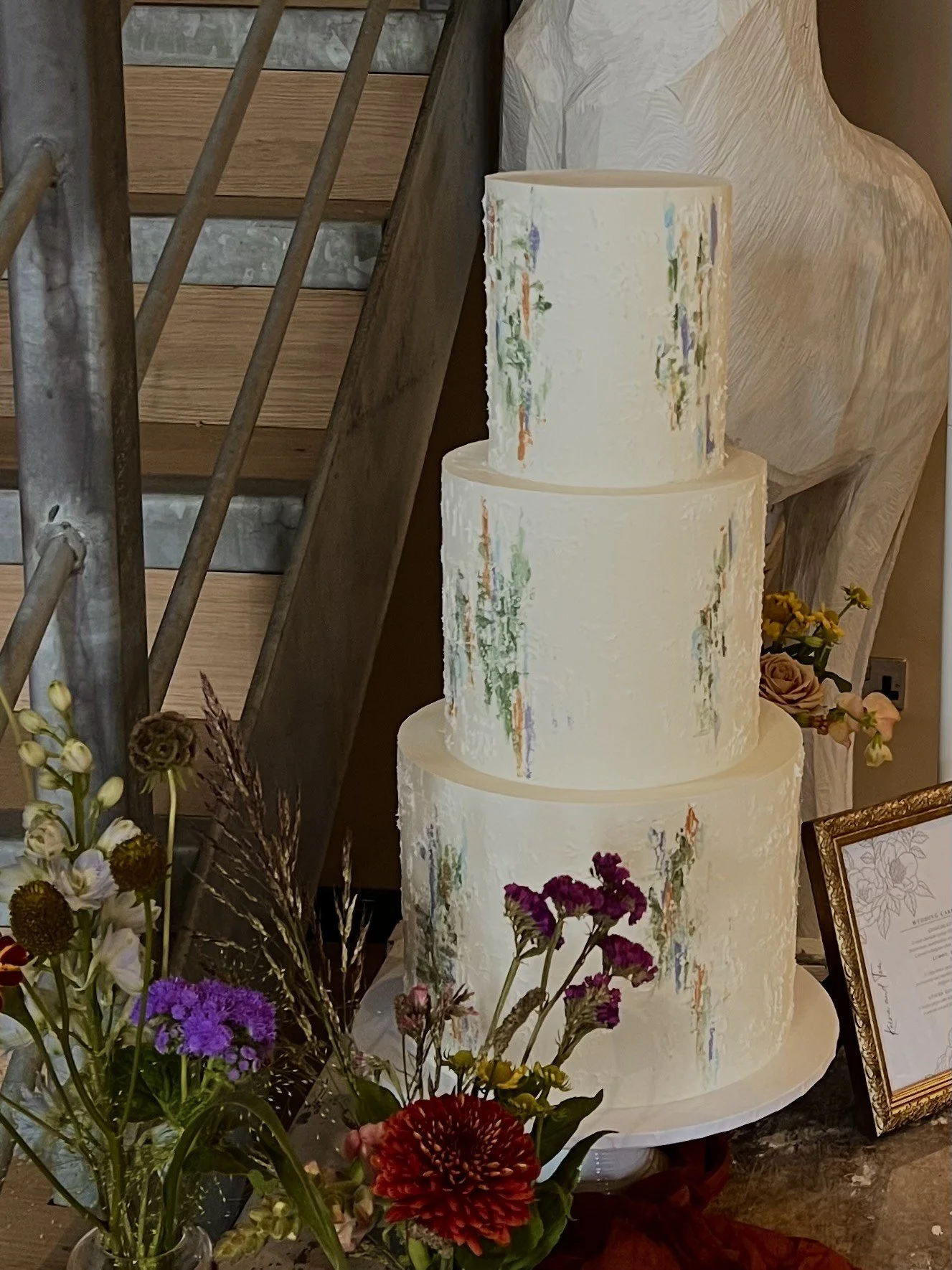 white wedding cake with beautiful texture delivered to a wedding venue in cheshire. Create weddinng cakes in Altrincham for weddings in Manchester and Cheshire.