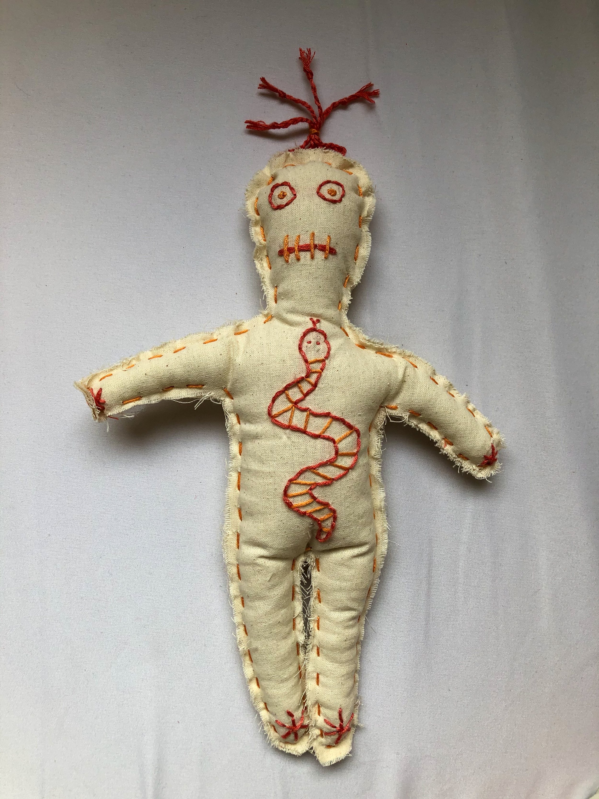 voodoo doll - cotton cloth and embroidery thread