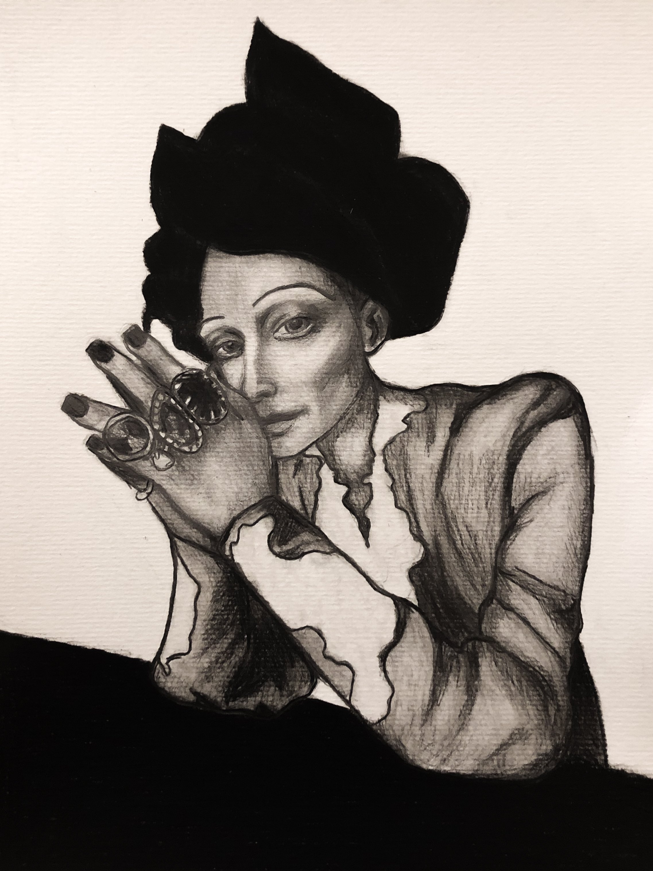 drawing - pencil and charcoal on canvas paper