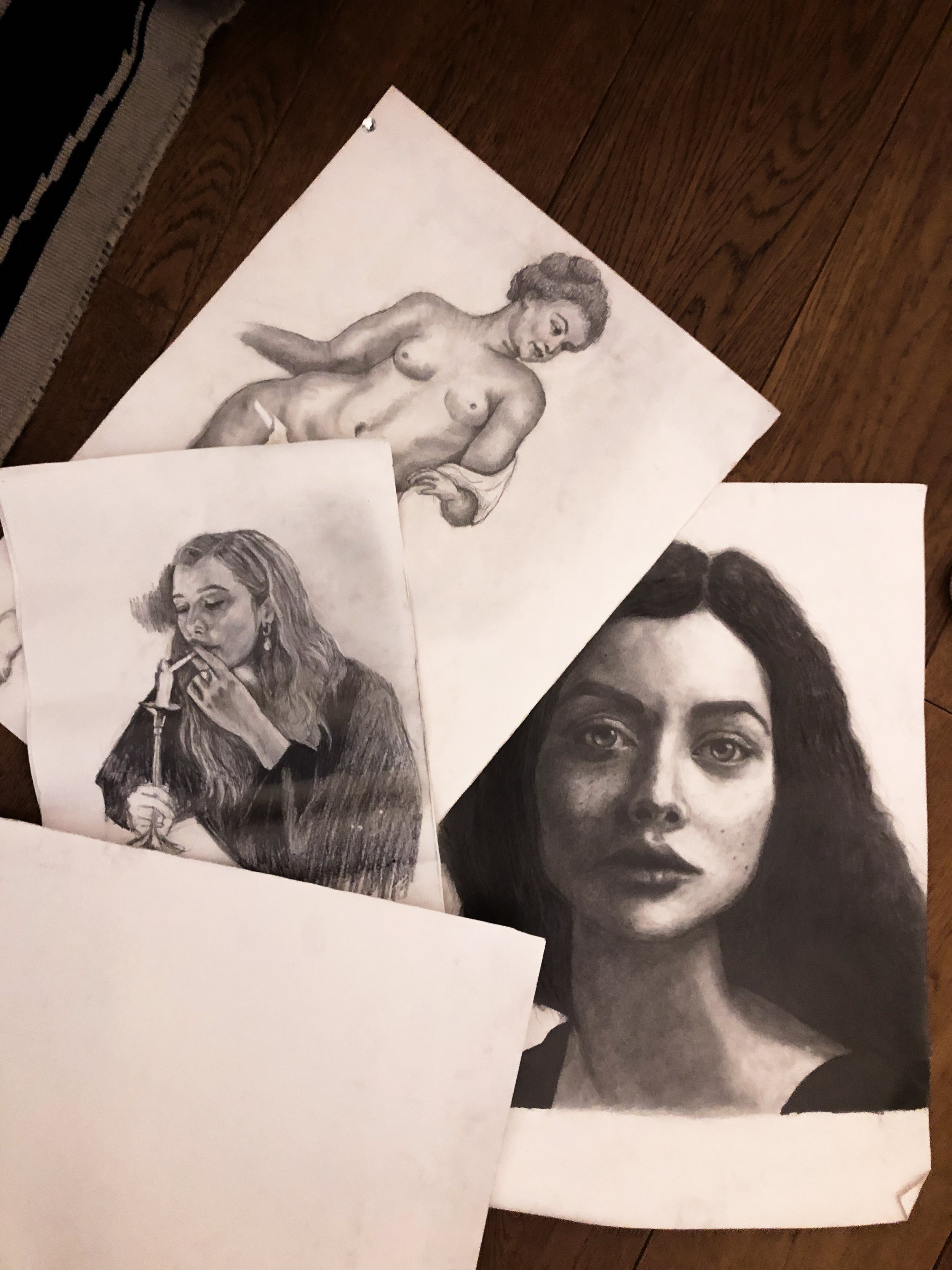 drawings - pencil and charcoal on paper