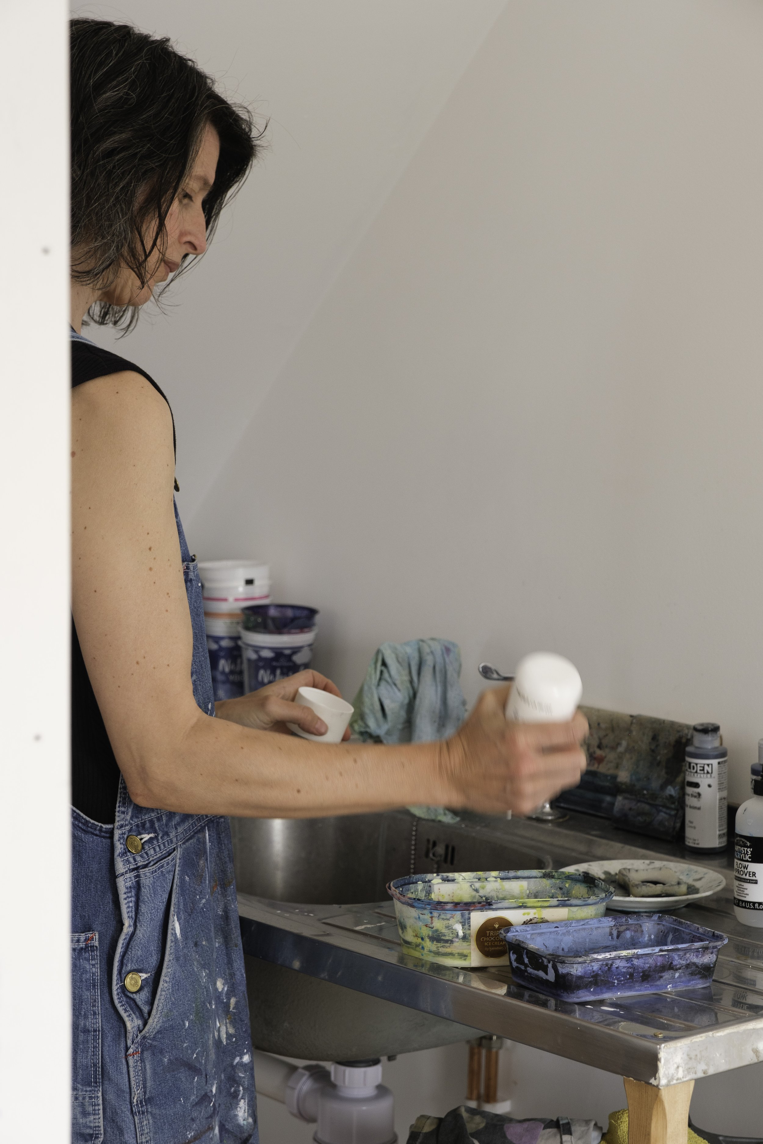 Tonia Gunstone in her studio in Maiden Bradley, Wiltshire, UK