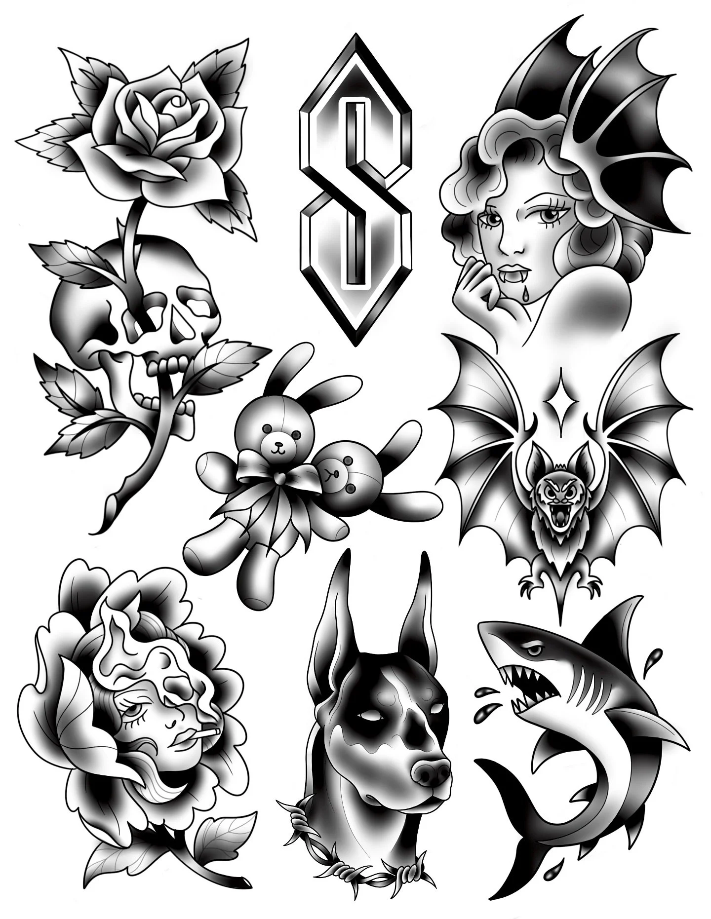 Spooky designs I&rsquo;d absolutely LOVE to tattoo 🖤 HMU 🤙