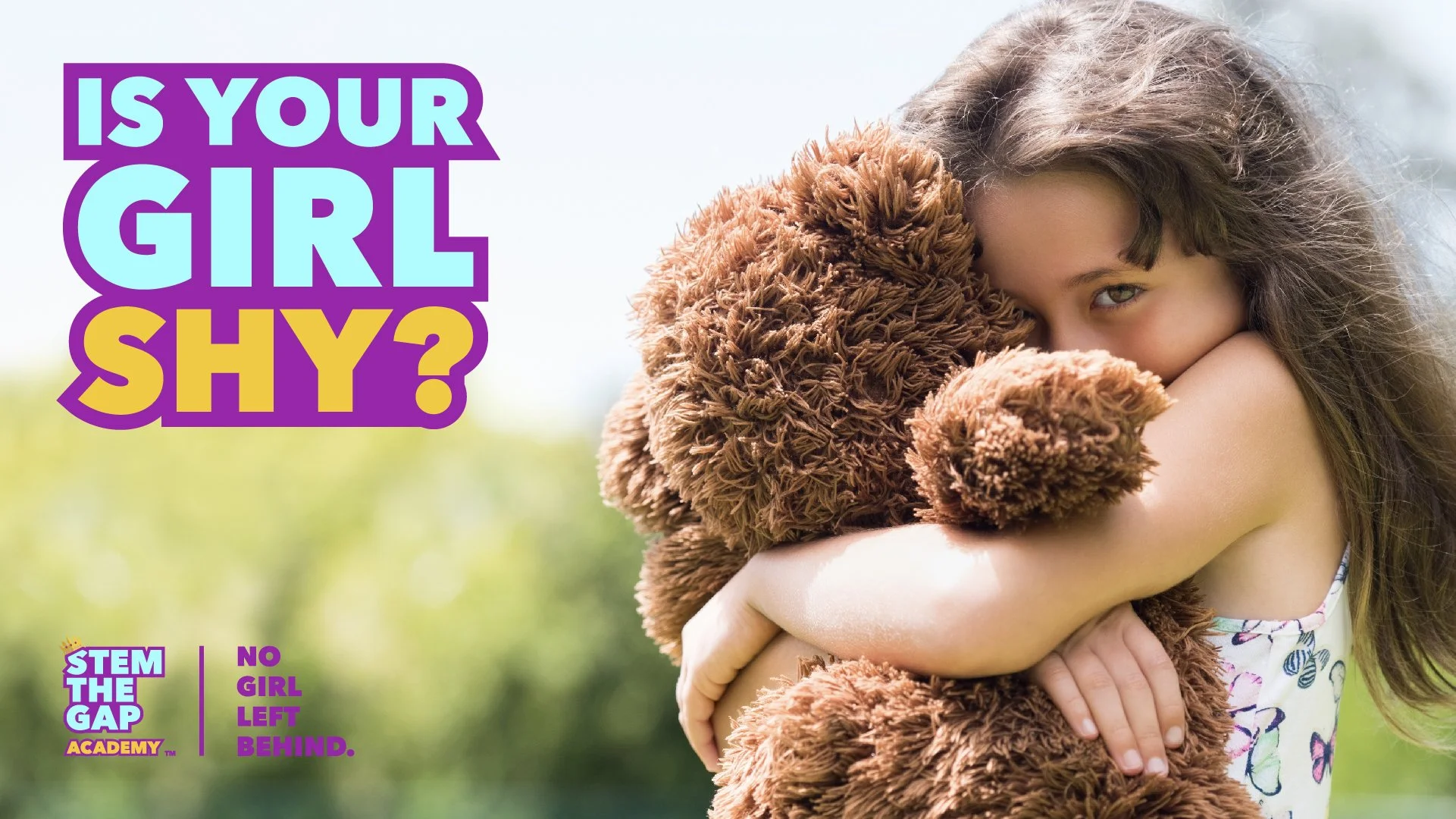 Shy young girl hugging a teddy bear, representing childhood shyness and emotional comfort.