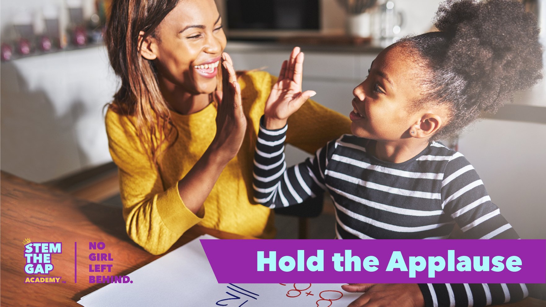 Mother high fiving her daughter after success, reflecting society’s focus on achievement and praise.