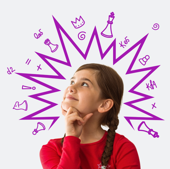 Girl thinking of her next chess move