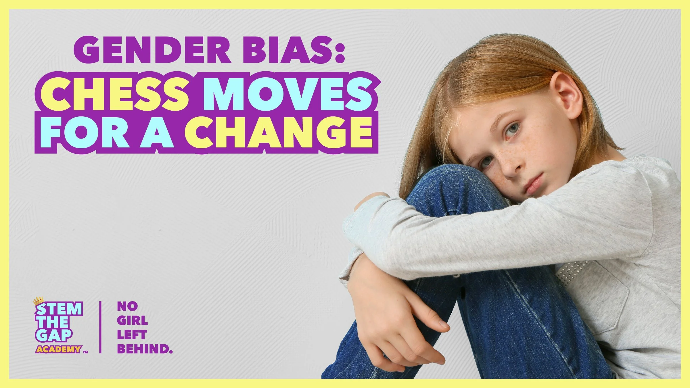 Girl sitting with knees hugged, reflecting on gender bias and challenges faced by girls in chess.