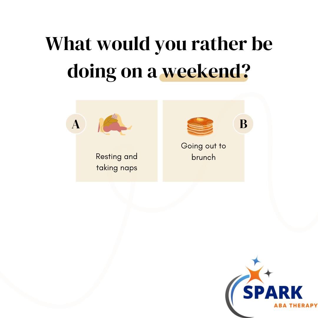 Providing choices allow the individual to pick the task they want to do, order the tasks, pick the time of day and who to do the task with and how. This helps in guiding individuals to become independent!

Contact us:
info@sparkabatherapy.com
(954) 2